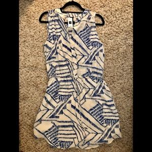 Never Worn Gap Split Neck Shirt Dress - White/Blue